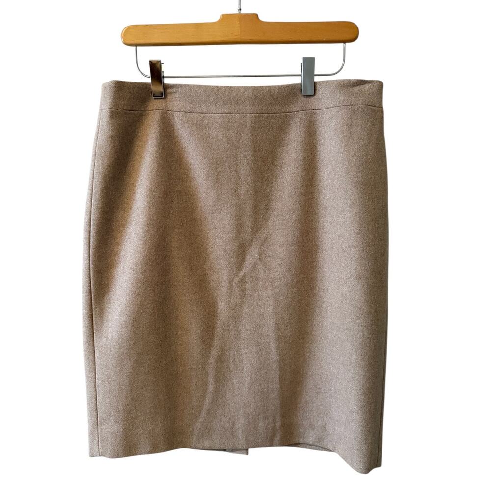 J Crew Wool Pencil Skirt Oatmeal Beige 10